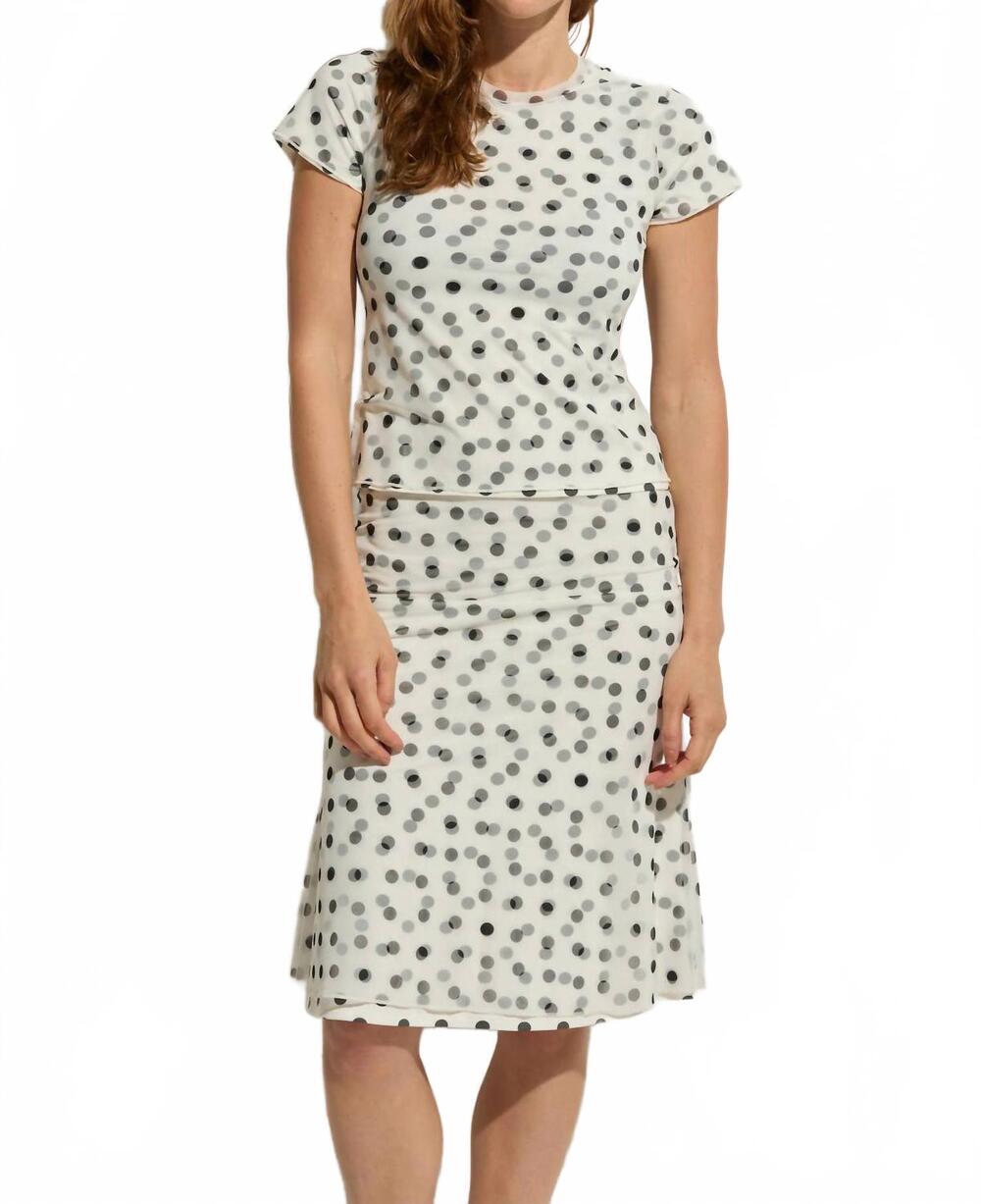 NEW ASHER cece mesh tee shirt in white & black polka dot
